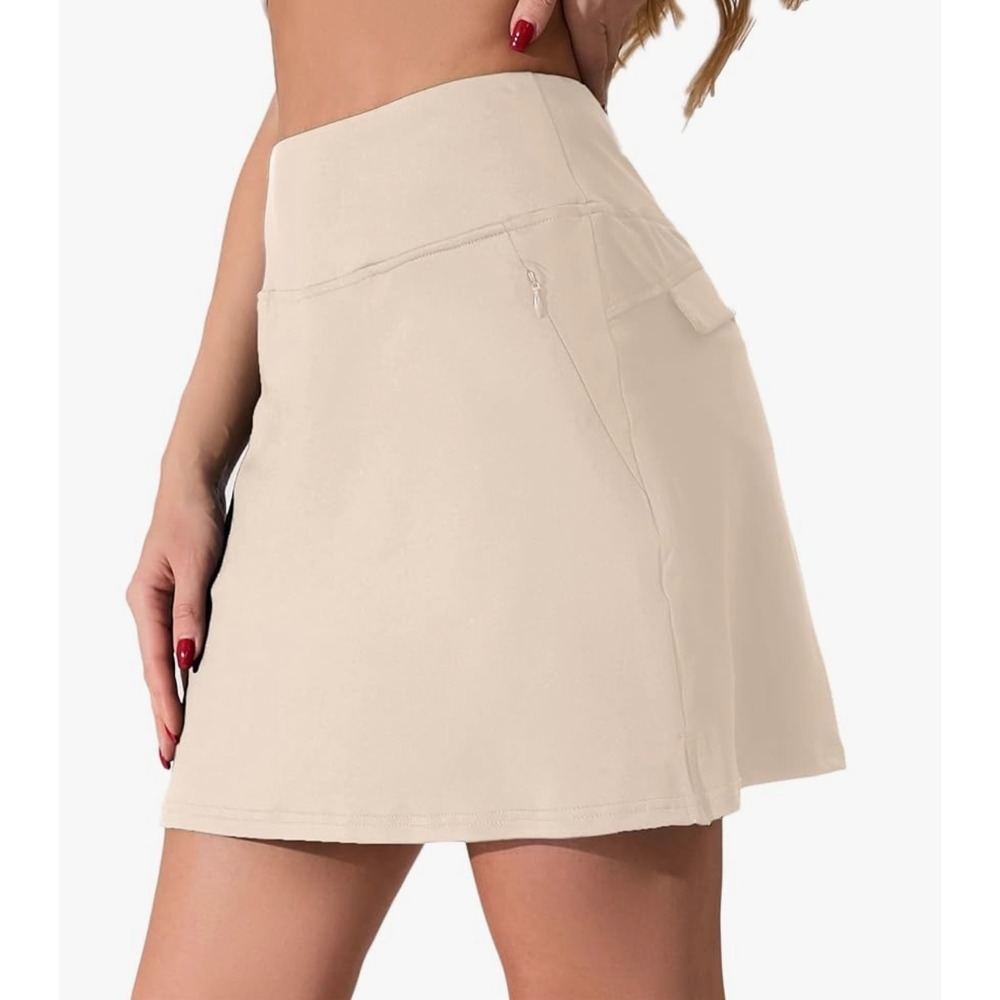 NEW Beige Small Skort Golf Tennis Athletic‎ Activewear Sport Pockets Women